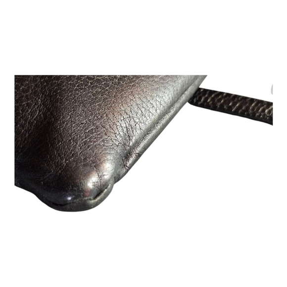 Brighton One Size Black Brown Croc Embossed Leather Crossbody Bag - Picture 6 of 13